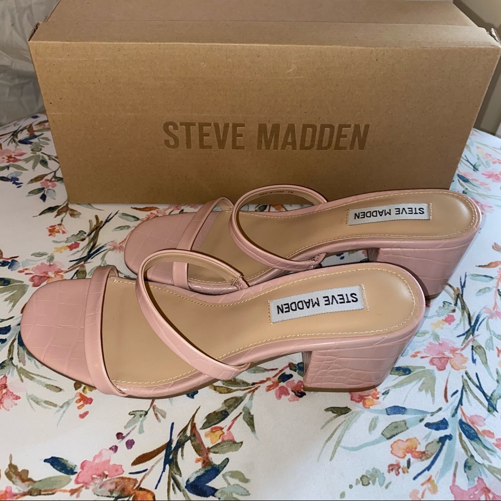Nwot Steve Madden Issy Block Heel Slide Sandal Pi… - image 6